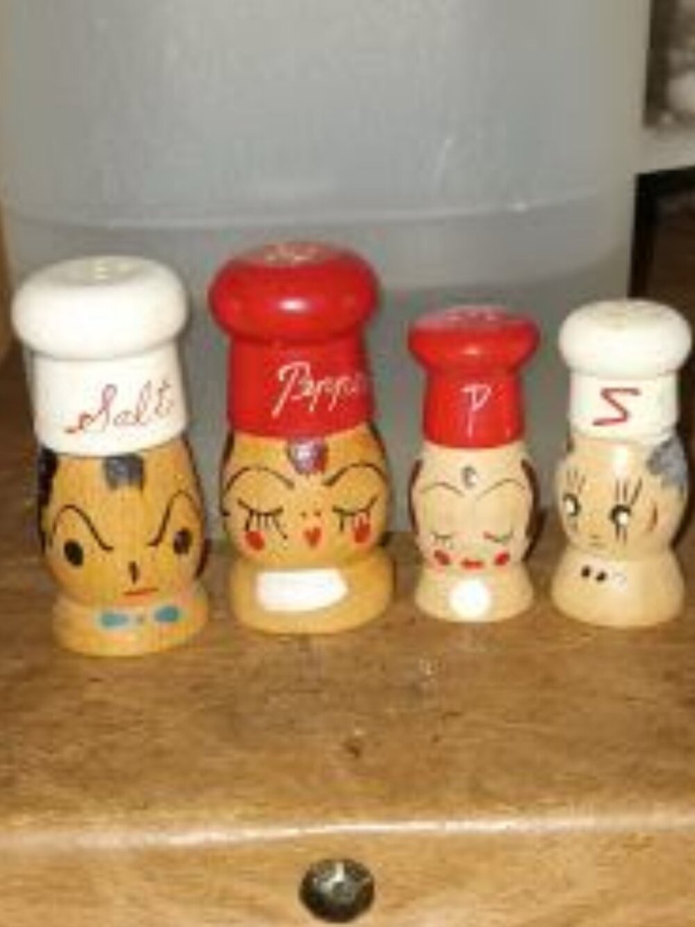 Vintage Gleem Wooden Chef's Salt & Pepper Shakers - NC Japan